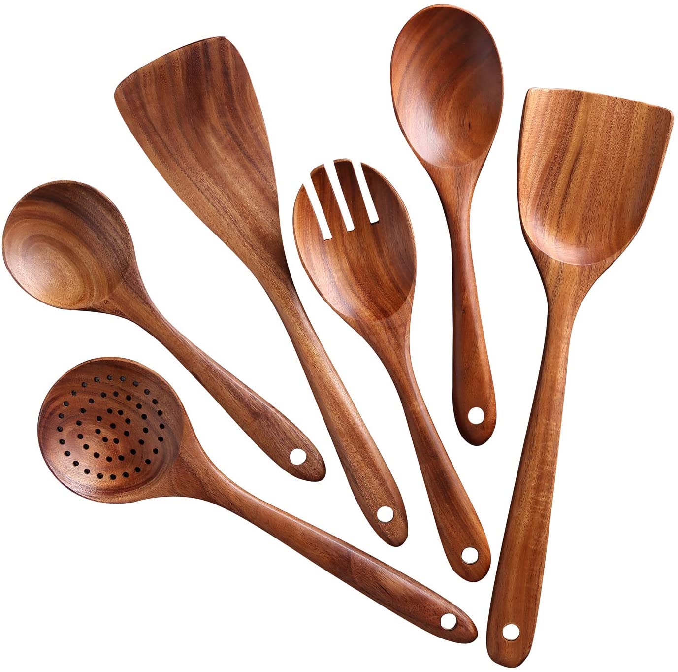 Wooden Utensils For Cooking,11 Pcs Wooden Spoons For Cooking, Teak Wooden  Utensils Set, Wood Kitchen Utensils For Nonstick Pan, Wood Spatula Spoon