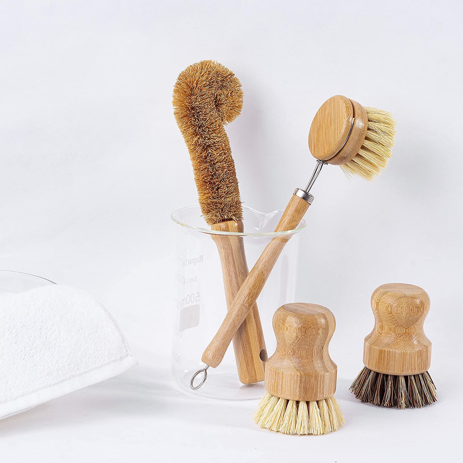 LESES Leses Dish Brush Natural Bamboo Dish Scrub Brush Set With